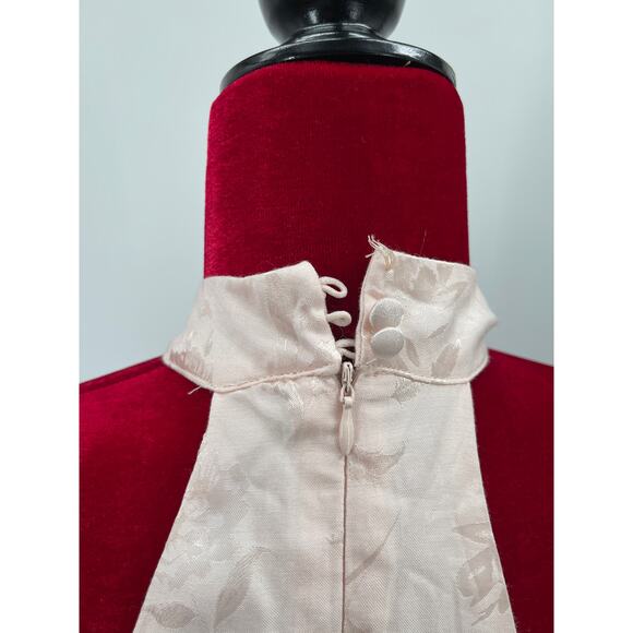 LULU'S SZ S Red Carpet Ready Peach Floral Satin Jacquard Maxi Dress NEW B23 flaw - Picture 4 of 8